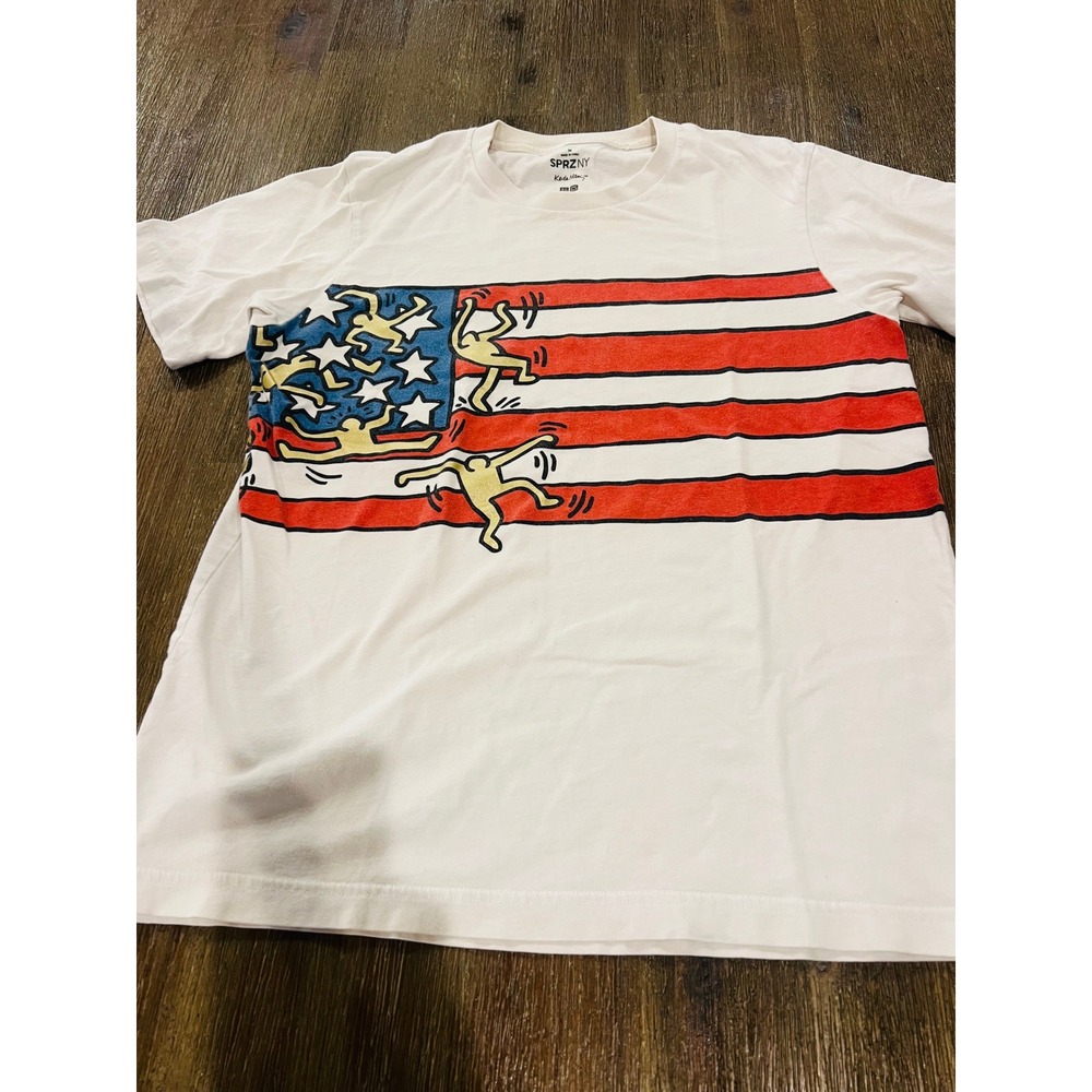 Uniqlo SPRZNY Keith Haring American Flag Graphic T-Shirt White Mens Medium